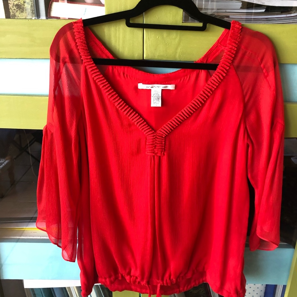 DVF red silk blouse